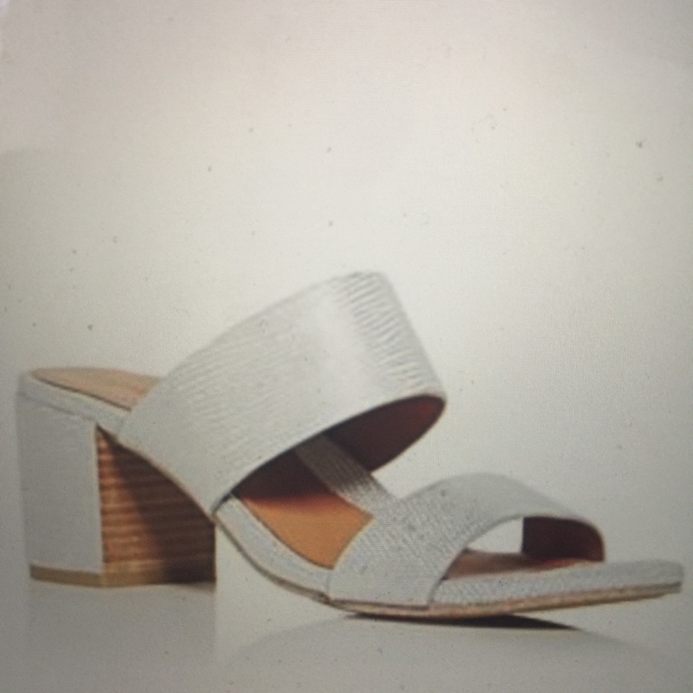 Gentle Souls Cherie White & Silver Heeled Mules